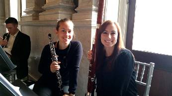 With bassoonist Lynn Moncilovich performing at the Library of Congress (2014)